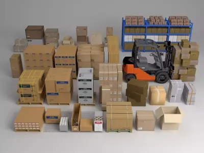 Warehouse Logistics Asset Pack Low-poly 3D model