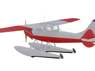 Seaplane Cessna L-19 Bird Dog Low-poly 3D model