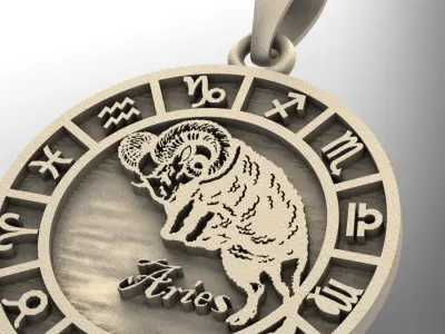pendant zodiac aries 3D print model