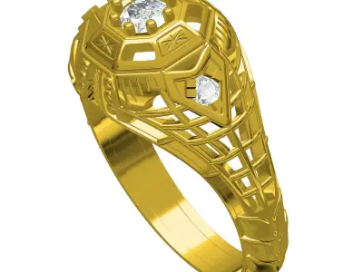 Antique Art Deco Filigree Engagement Ring 3D print model purchase