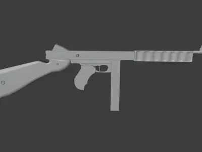 Thomson Model gun with wooden handle Low-poly 3D model