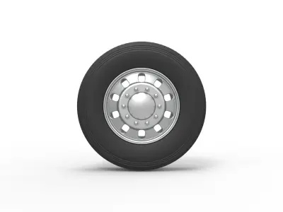 Front custom wheel of semi truck Version 21 Scale 1 to 25 3D print model