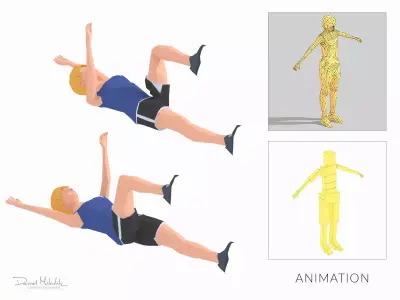Dead Bug  Exercise wommMan Animation Low-poly 3D model