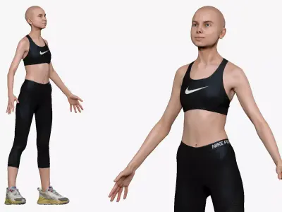 001235 woman in fitness costume 3D model