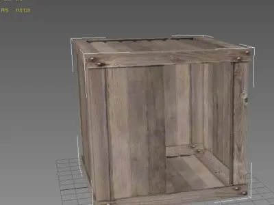 Crate 4 wooden Low-poly 3D model