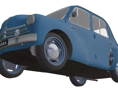 Car Renault 4CV Low-poly 3D model
