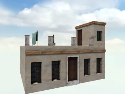 Old High-Quality 3D Colonial House Low-poly 3D model 11