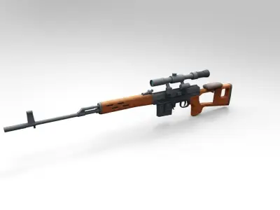 Dragunov SVD Low Poly Mobile Game Ready model Low-poly 3D model
