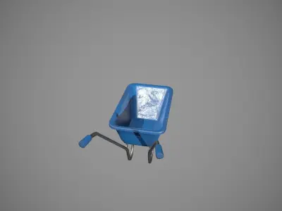 Blue Wheelbarrow Low-poly 3D model