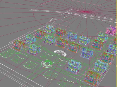 Architecture group of houses 3D model