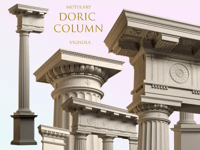  Doric  column with pedestal and entablature  on Vignola 3D model