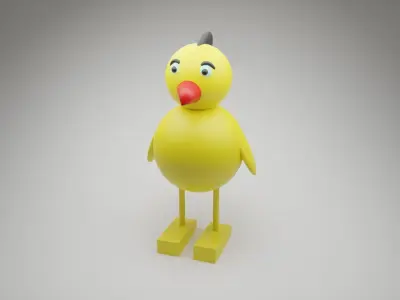 Cartoon bird yellow Free 3D model