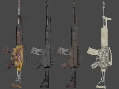 Senapan Serbu 2 low poly gun  Low-poly 3D model