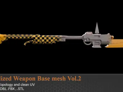 24 Stylized Weapon Base mesh Vol2 Low-poly 3D model