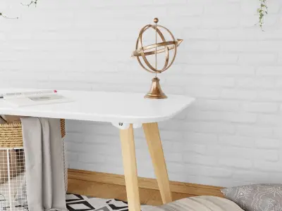 Brushed Brass Arrow Globe Sculpture Home Decor Model 
