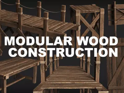 Modular Wood Construction Low-poly 3D model