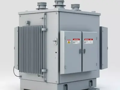Industrial Electrical Power Transformer 3D Model Low-poly 3D model