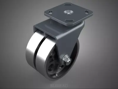 STEEL SWIVEL CASTER CASTOR DUAL WHEEL TIRE ROLLER HEAVY DUTY RIM 3D model