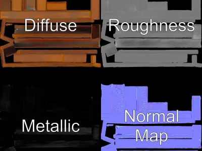 Rustic Industrial Metal Aframe Table Leg Model Pack Low-poly 3D model