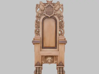 Majestic Wooden Throne 3D Model Low-poly 3D model