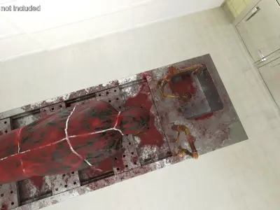 Forensic Lab Table with Tied Bloody Corpse 