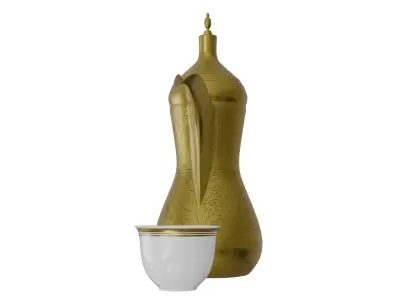 Ramadan - Islamic Coffee Pot -Dallah- with Porcelain Cup 3D model