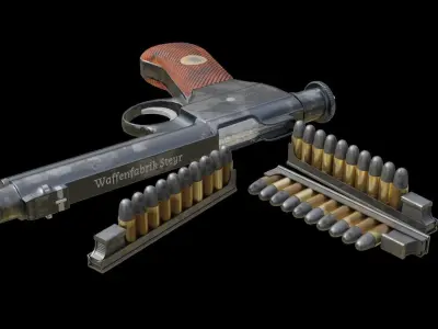 Roth Steyr model 1907  M7 Low-poly 3D model