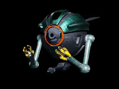 Sci Fi Harvesting Drone Low-poly 3D model