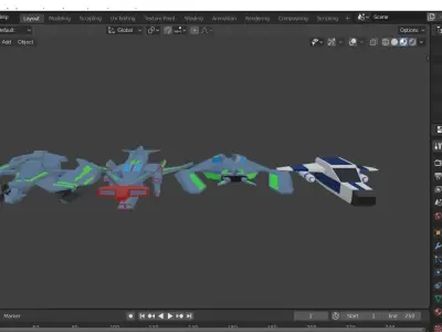 Scifi Spaceships Low-poly 3D model