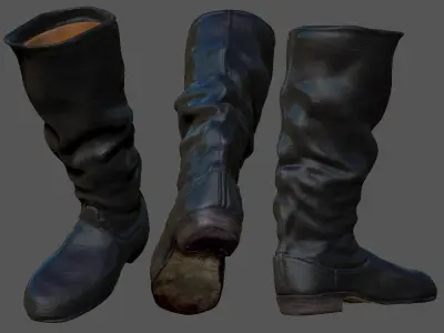 Army Leather Boots Low-poly 3D model