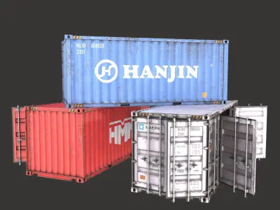 Old 20FT Side Opening Shipping Container Low-poly 3d model Low-poly 3D model