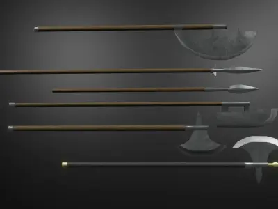 24 types of low-poly medieval weapons Low-poly 3D model