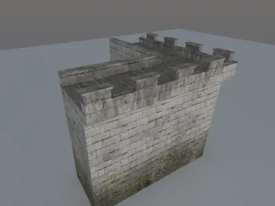 Medieval castle modular walls and towers Low-poly 3D model
