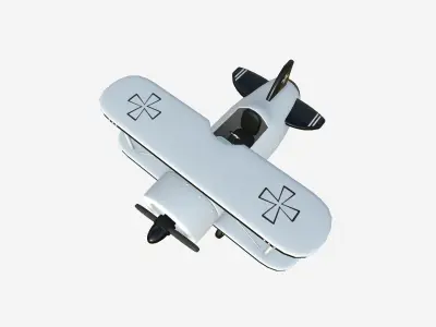 Airplane Cartoon A05 White - Classic Aircraft Low-poly 3D model