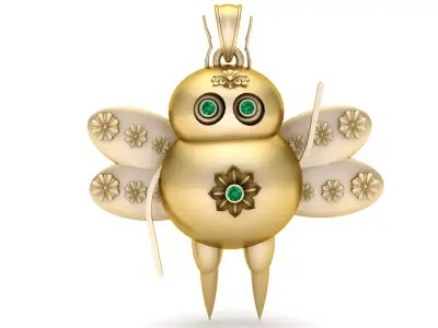 Golden Whimsical Bug Pendant 3D Printable Model 3D print model