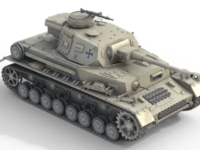 Panzer IV German Medium Tank Low-poly 3D model