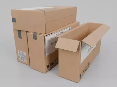 Cardboard Box R-142 - Rigged and Customizable Low-poly 3D model