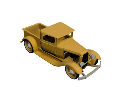 1930 Pickup Low Poly 3D Model with Textures Optimized Vintage  Low-poly 3D model