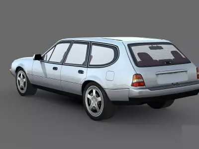 Old School Station Wagon Low-poly 3D model