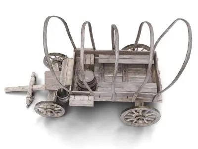 Old Horse Carriage Low-poly 3D model