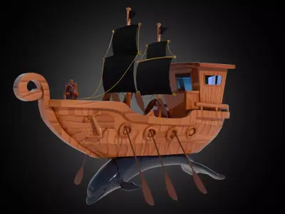 Magical Boat Low-poly 3D model