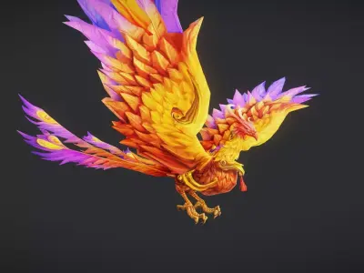Fire Phoenix Animation Low-poly 3D model