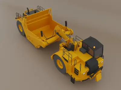 Tractor Scraper - Heavy Vehicle Low-poly 3D model
