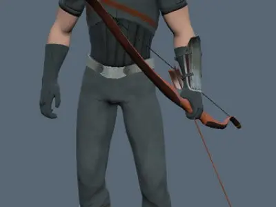 Archer 3D Model man with bow and arrow Low-poly 3D model