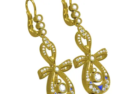 Antique Art Deco Style Earring 4 3D print model