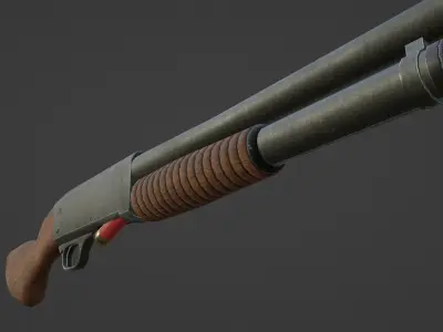 Ithaca M37 Pump-Action Shotgun  Low-poly 3D model