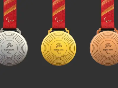 The winter of 2022 Beijing paralympic games medal Olympic medal 3D model