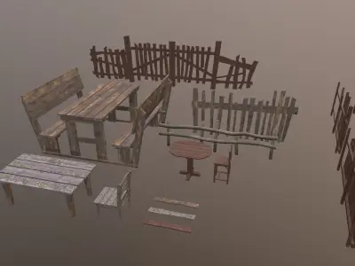 Medieval props  Low-poly 3D model