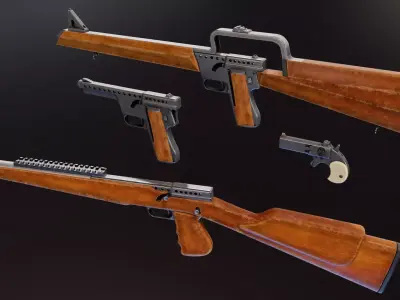 Gyrojet Weapons Low-poly 3D model