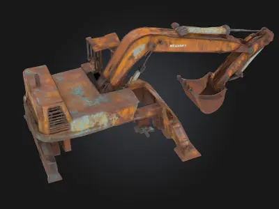 Rusty Excavator  Heavy Machinery with a Weathered Past 3D model
